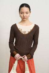 シアー Uネック フーディー(Brown)