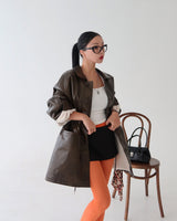 String Leather Dumble Half Coat