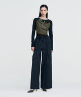 Ribbon Tied Wide Pants _ BLACK