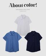 Side Button Slim Short Sleeve Shirt (3color)