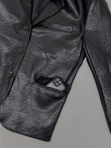 [unisex] Crack Single Leather Over Fit Jacket