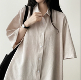 Lori Linen Oversized Fit Short Sleeve Shirt Shirt