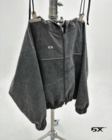 6X Pigment hooded zip-up (Washing Vintage Grey)