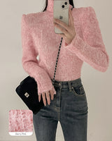Wool turtleneck puff knit
