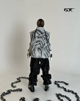 6X chain pattern vest padded jacket (Light Grey)