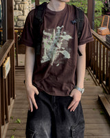 Las Faded Printing Oversized Short Sleeve