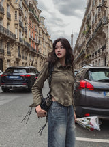 Zen Slim Fit Suede Cropped Shirt