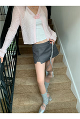 Gray Slimming Mini Pants Skirt