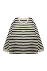 ジェリーストライプオーバーフィットロングスリーブTシャツ/アイボリー