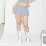 Pinstripe Skirt with Shorts - GREY