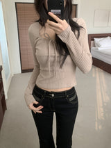 リエールリボンスクエアリブTシャツ