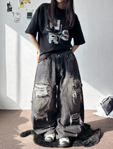 Coco Distressed Fringe Carpenter Denim Pants 2color