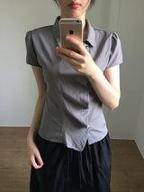 Unbalanced draping blouse (2color)