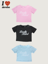 Short-sleeved cropped T-shirt with coloring lettering