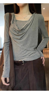 Cozy Soft Shirring Long Sleeve T-shirt