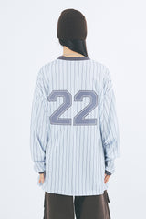Pinstripe v-neck jersey long sleeve