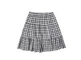 Loven Check Banding Tiered Midi Skirt