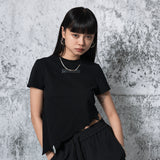 Cutting Cropped T-shirt (BLACK)