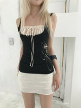 KY05-SPARKLE MINI SKIRT(WHITE)