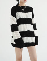Damage Stripe Over-fit Knit