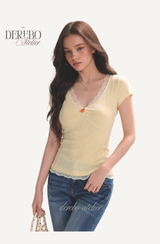 バナナ レース Vネック 半袖Tシャツ