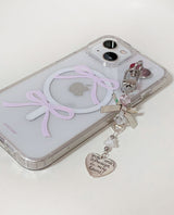 [MADE] [magsafe] balletcore double ribbon jell hard case - pink