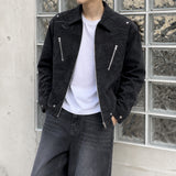54485 Peer Embroidered Suede Biker Jacket