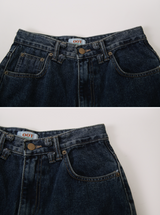 Deep Blue Balloon Wide Denim Pants