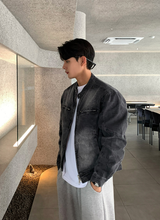 Biwon Washed Biker Denim Jacket