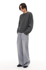 Cable Sleeve Cotton Sweater