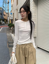 BUTTON RIBBED LONG SLEEVE (4C)