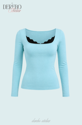 Mint Blue Square Long-Sleeve T-Shirt