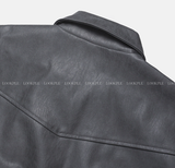 Waini Crack Two-Way Semi-Over Leather Jacket