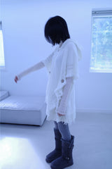 Bohem tassel button knit cape