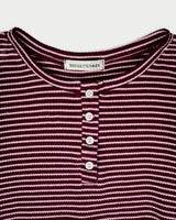 Stripe button t-shirt_wine