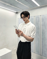 スリーボタンカラー半袖ニット