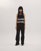 RAVE WAFFLE TANK TOP (BLACK)