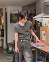 ウィート ピグメント リブ マッスル ヘンリーネック 半袖Tシャツ
