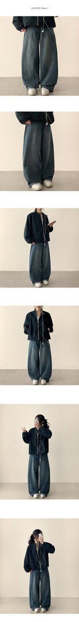[Short & basic & long] ノエルウォッシングセミワイドデニムパンツ