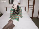 Tree Stripe V-neck Long Sleeve Knitwear