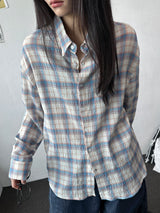 Ani Sheer Check Oversized Shirt 3color