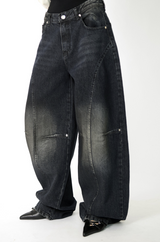 devil black over denim pants