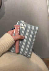 Terry stripe flat pouch - gray , M size