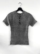 Faded Rib Henley Muscle Tee