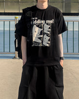 キディングキャットプリントショートスリーブTシャツ