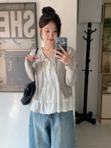 #Ribbon Strap Layered Tiered Cardigan (3color)