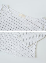 Dot Crop Three Quarter Sleeve T-Shirt (4color)