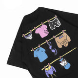 PEANUT STAIN - クローズライン ブラック オーバーサイズド Tシャツ