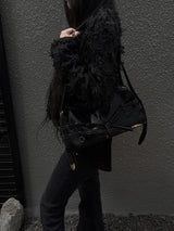 eyelet belted shoulder bag