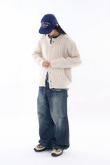 Maya round-neck wool brush cardigan